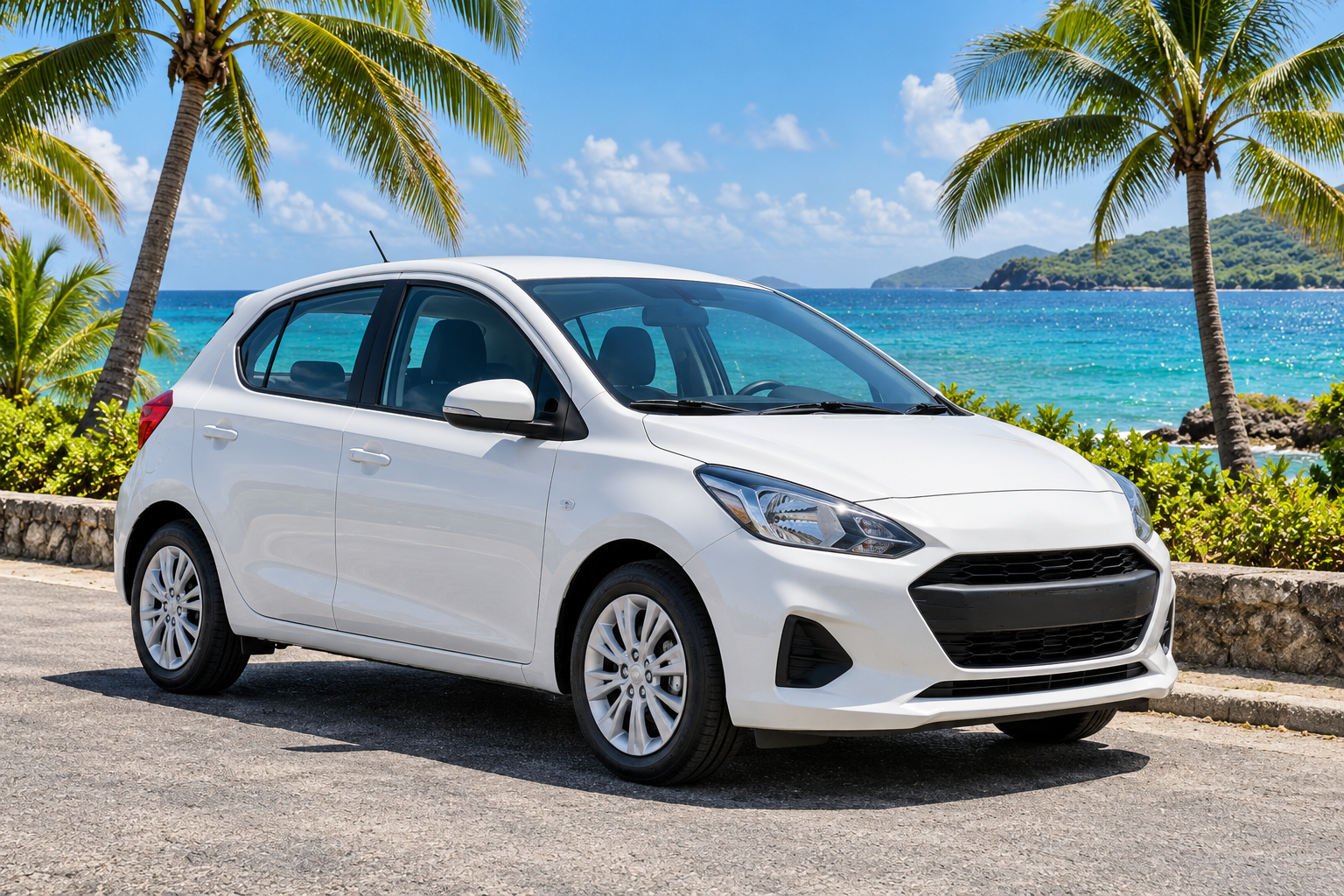 Illustrative small rental car; actual vehicle 1 model pending